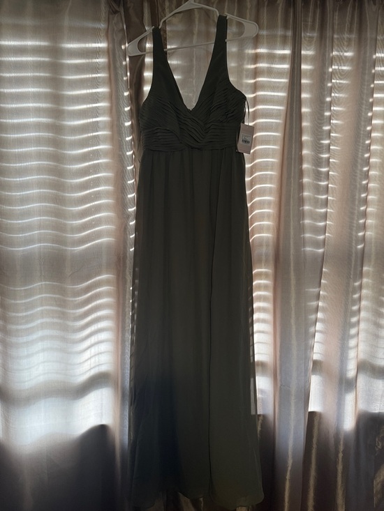 Dresses & Skirts - Sleeveless Olive Chiffon Maxi Dress with Ruched Bodice